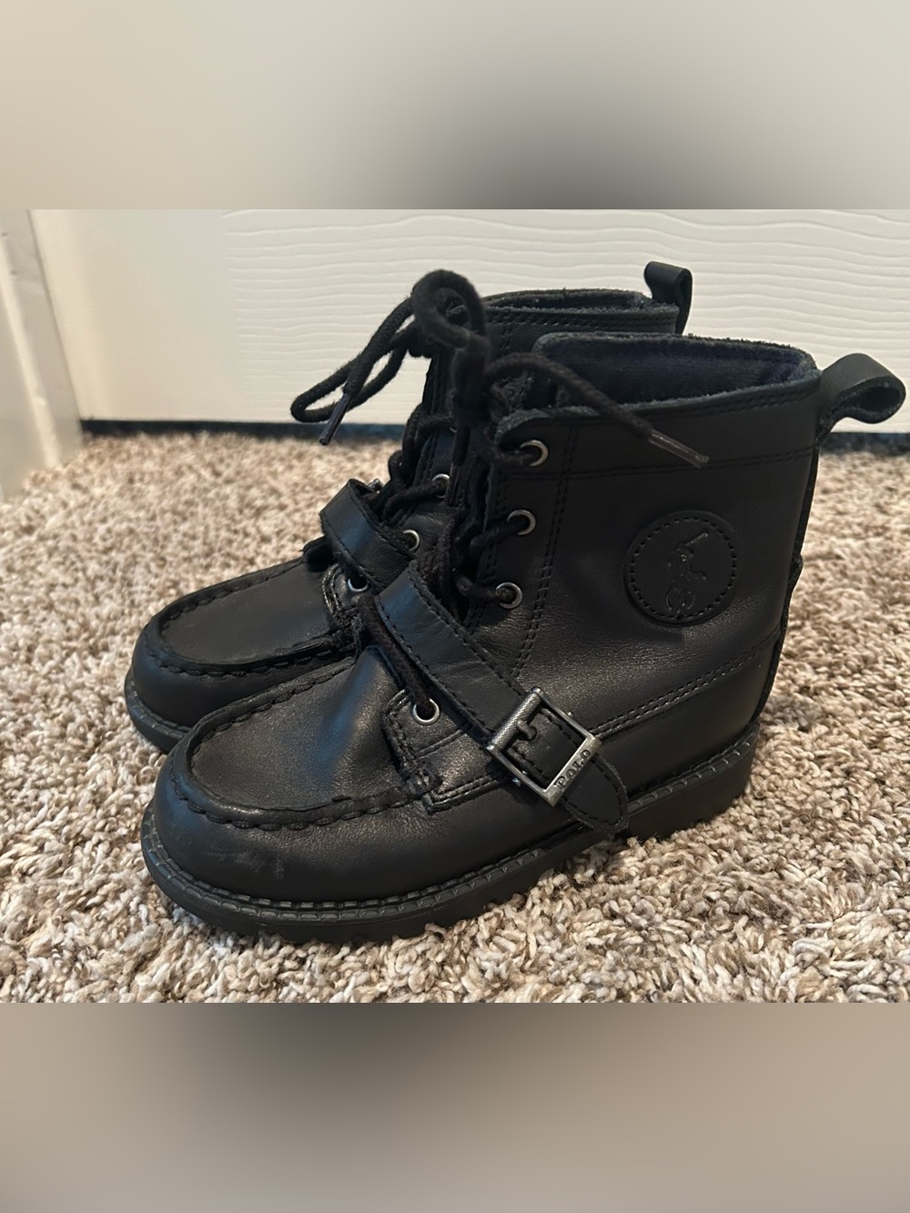 Polo Ralph Lauren Kids Leather Ranger Hi II Boots - Black - Size US 9.5